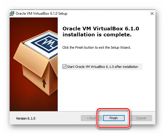 Установка VirtualBox завершена
